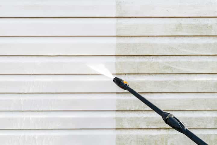 Residential exterior power washing in Fredericksburg, VA: Before and after transformation.